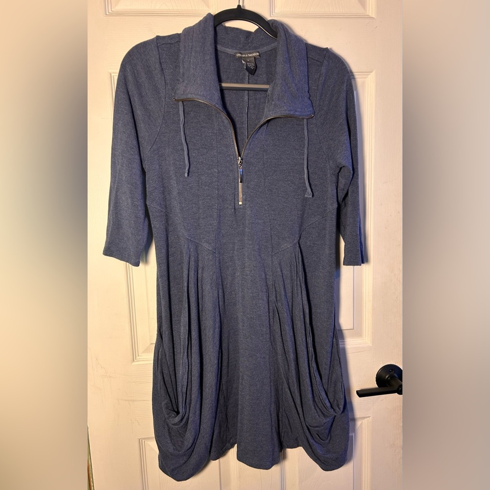 Chelsea & Theodore Heather Blue Sweater Dress